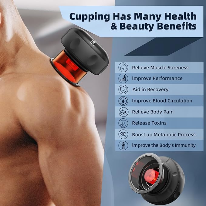 2 Electric Cupping Therapy Set, 5-in-1 Smart Cupping kit with Red Light Therapy, Gua Sha Massage Tool, Relieves Neck Shoulder Back Aches Muscle Soreness, Improves Blood Circulation