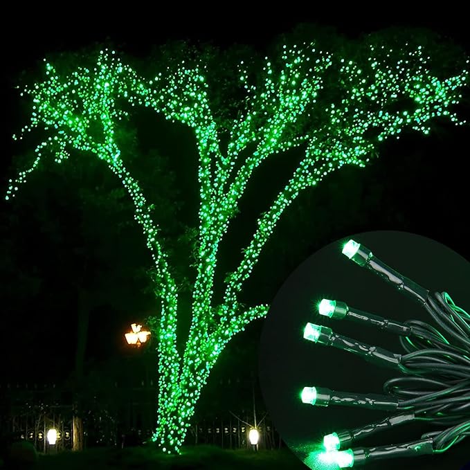 Joomer Green Solar Christmas Lights, 2 Pack Total 144FT 400 LED 8 Modes Waterproof Solar Christmas Lights Outdoor for Garden Yard Patio Christmas Decoration