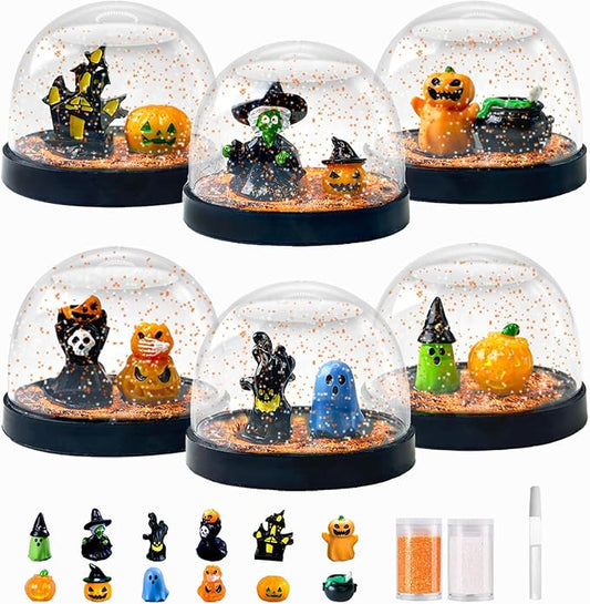 Halloween Snow Globes Making Kit - Make Your Own Snow Globes, Halloween Crafts for DIY Water Globes, Halloween Activities and Gift, Halloween Decorations for Home(6 Packs)