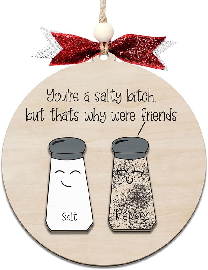 Funny Christmas Ornaments 2024 - Unique Wooden Ornaments for Tree, Gag Gifts for Men, Women, Friends, Adults