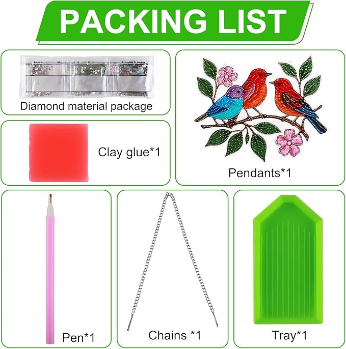 Diamond Art Suncatchers Hanging Kits, Hummingbird Diamond Art Painting Ornaments for Adults, Spring Birds Acrylic Board Gem DIY Painting Kit Window Wall Home Crafts Pendant Christmas Gift