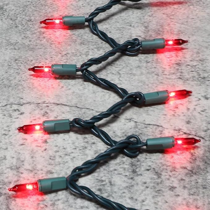 Green Wire,Red,Incandescent Bulb 100 Mini String Lights for Indoor Christmas Tree Garland Birthday Wedding Party Festival Decoration