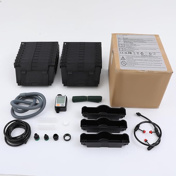 18 Pots Self-Watering Vertical Wall Planter, 39.4”L x 39.4”H Stackable Plastic Wall-Mounted Plant Grow Pots, Wall Hang Garden Planter Outdoor Indoor for Herbs Flowers Strawberries (Black)