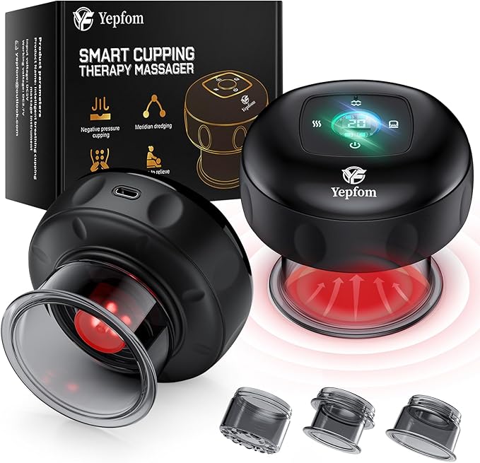 5-in-1 Smart Dynamic Cupping Set, 20 Levels Cupping Kit for Massage Therapy with Red Ligh-t Therapy&Heat Penetrates for Targeted Pain Relief, Knots, Aches, Muscle Soreness - 1Pcs(Black)