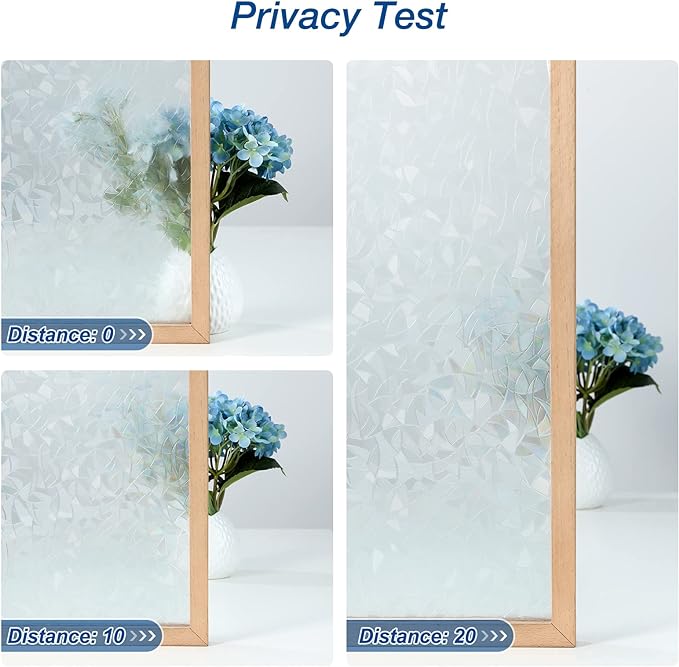 DOWELL One Way Window Film Daytime Privacy, Static Cling Window Tinting Film for Home, Decorative Stained Glass Stickers Heat Control Door Decal Clings, Grayish Silver, 23.6x118 inches