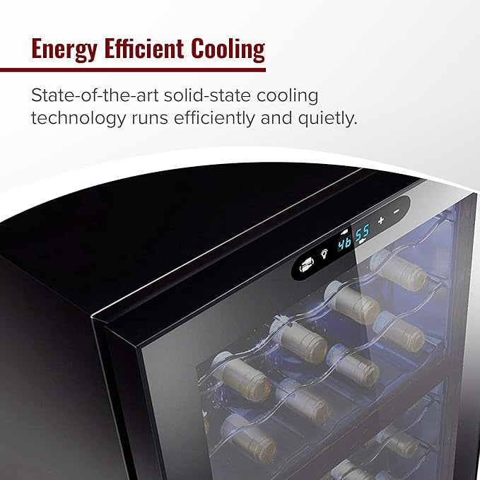 Wine Enthusiast 32-Bottle Dual Zone MAX Compressor Wine Cooler – Freestanding Mini Fridge with Digital Touchscreen, LED Display, Split Storage for Red & White Wines, Matte Black Refrigerator Home Bar