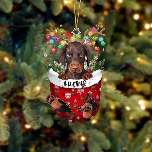 Dobermann Christmas Ornament - Snow Pocket Tree Decor, Gift Idea for Dog Lovers