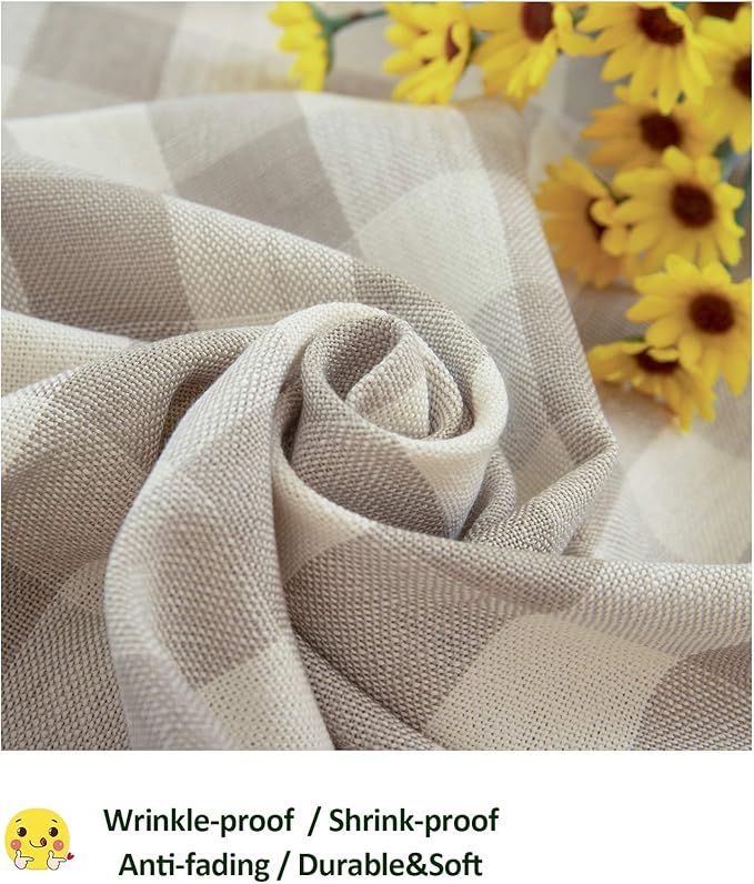 Farmhouse Checkered Tablecloth-Rustic Buffalo Plaid Tablecloth for Fall Winter Thanksgiving Christmas Kitchen Dining Restaurant Decor (Rectangle/Oblong, 55x70, Gray Khaki)