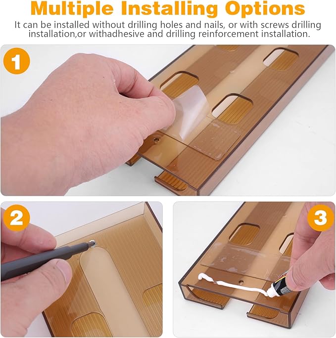 4 Pcs Wine Glass Holder Under Cabinet,Plastic Stemware Rack Punch-free Hanger Under Counter for Bar,Kitchen and Restaurant(Brown)