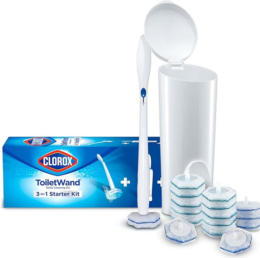 Clorox Original Toilet Cleaning System - ToiletWand, Storage Caddy and 16 Heads, Dorm Room Essentials, (Package May Vary)
