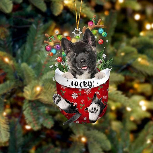 Akita Dog Christmas Ornament, Akita in Snow Pocket Christmas Tree Ornament, Dog Lovers Gift Idea Xmas Decor, Christmas Decorations for Tree, Christmas Ornament Gift for Dog Lovers