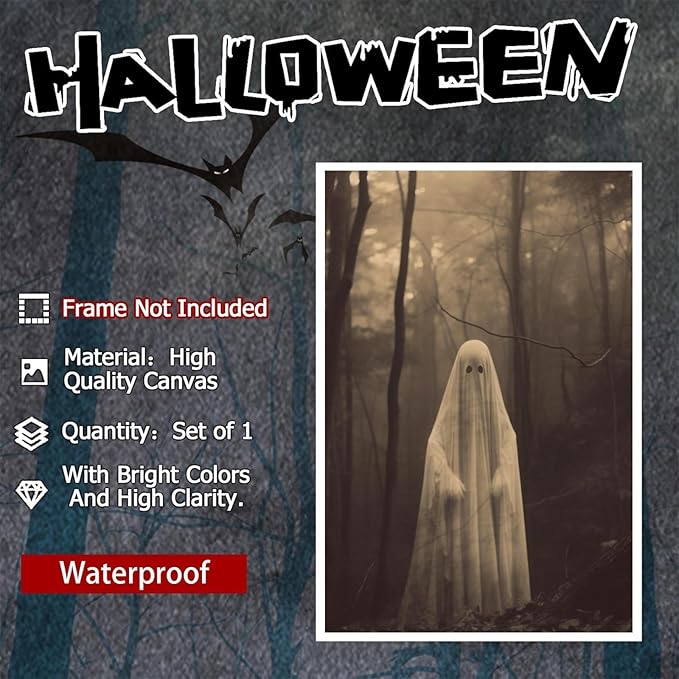 Ghost Forest Spooky Print Poster The Gothic Room Decor Creepy Picture Posters Dark Academia Aesthetic Family Prints Canvas Wall Art Home Apartment Decorations 12X16inch Unframed