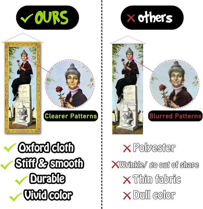 Halloween Decorations Large 4 PCS Haunted Mansion Stretching Portraits Vintage Vinyl Backdrop Decor Outdoor Horror Poster for Indoor Holiday Home Wall Art Wallpaper Hanging Porch Sign Banner Party