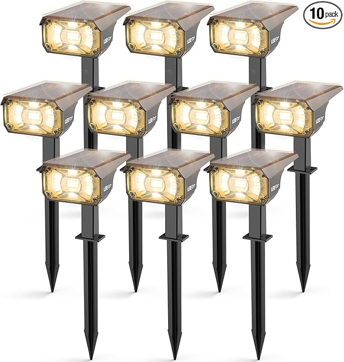 Solar Spot Lights Outdoor Landscape Lights, IP65 Outdoor Waterproof Spotlights, 40 LED's Outdoor Solar Lights for Yard Palm Trees Driveway Patio Pool 10 Pack