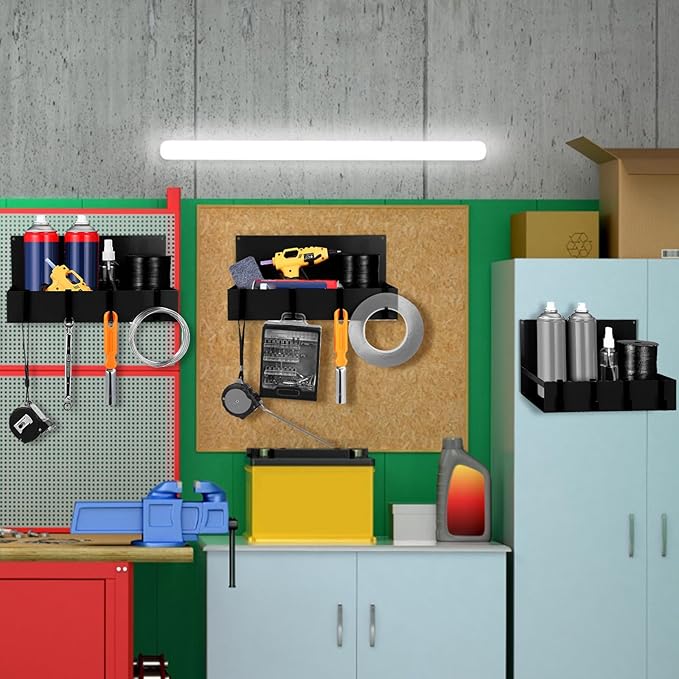 3 Pack Magnet Garage Organizer Magnetic Spice Rack for Refrigerator 20 lb Capacity Shelf Hanging Heavy Duty Magnetic Fridge Side for Organize Garage Tools(Black)