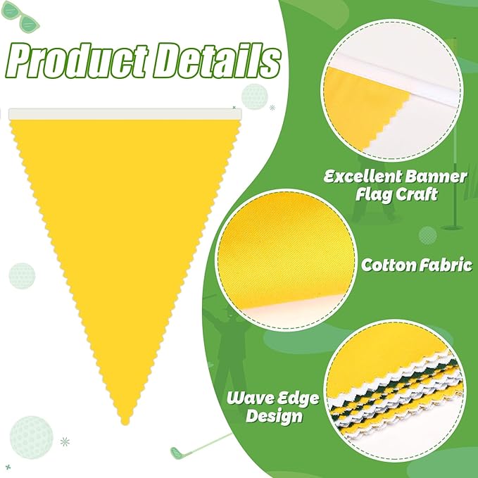 MARFOREVER 28 FT Spring Yellow Green White Pennant Banner Flags, 30 Pcs Fabric Triangle Flag Bunting Garland Banner for Baby Shower Nursery Garden Wedding Engagement Golf Theme Party Decorations