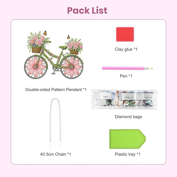 EOBROMD Diamond Hanging Art Kits for Adults, Bike Flower Suncatcher Diamond Art Painting, DIY Special Shaped Rhinestone Kits for Adults, Window Pendants Home Garden Wall Hanging Ornament