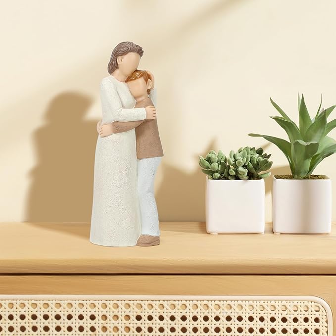 Grandma and Grandson Figurines, Elderly Grandmother and Teen Grandson Statues, Love My Grandma Gift for Mother’s Day Anniversary Birthday Christmas