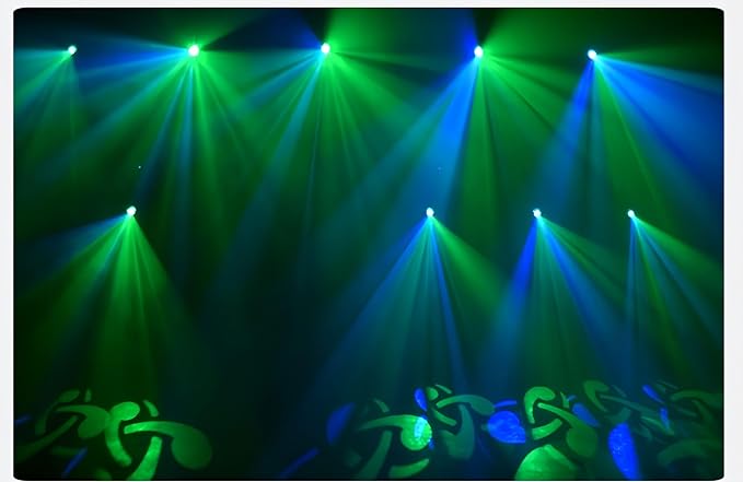 DJCLUB Moving Head Lights LED 100W Spot Effect with 6 Rotating & 7 Gobos 8 Colors Projector 5-Facet Prism by DMX512 Control Stage Lights for Disco Bar Wedding Party