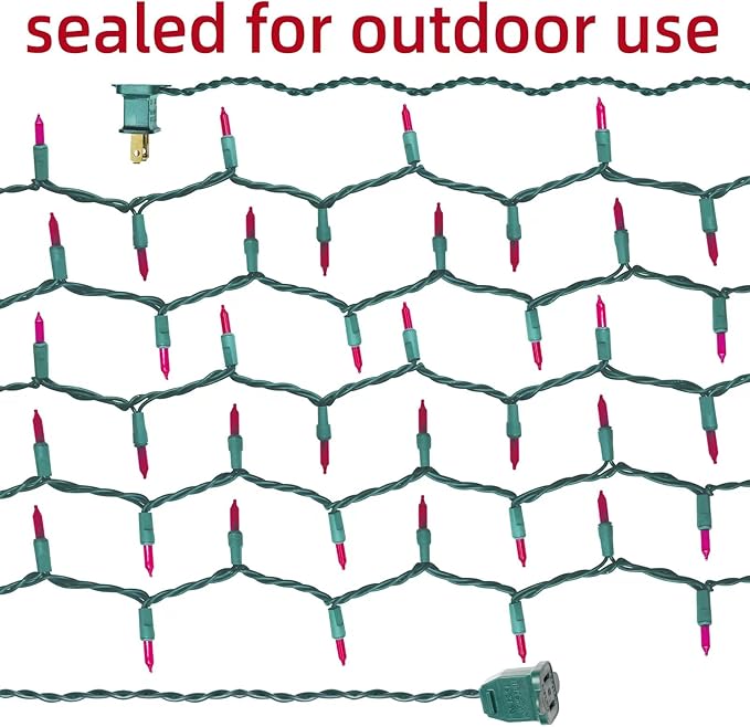 Green Wire, Pink Incandescent Bulb 300 Mini String Lights for Indoor Christmas Tree Garland Birthday Wedding Party Festival Decoration