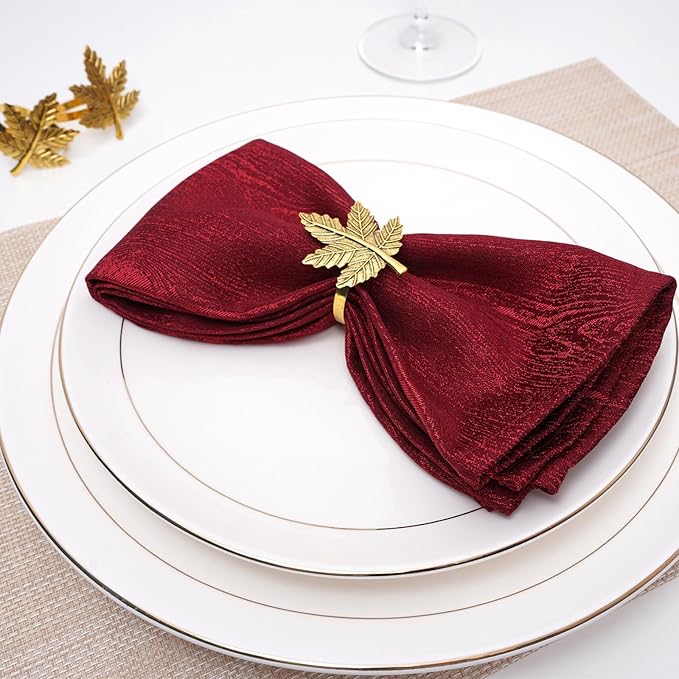 Gold Leaf Maple Napkin Rings Set of 6 Fall Napkins Ring Retro Serviette Buckles Gold Adornment for Thanksgiving Halloween Table Settings