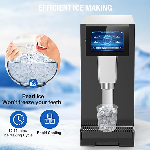 Nugget Ice Maker Countertop, 60 LBS/Day with 5LBS Storage Bin, Water Dispenser Countertop Ice Maker Machine Stainless Steel, Soft Chewable Pellet Ice Machine for Home Bar Kitchen Office, Self-Cleaning