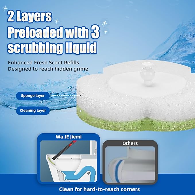 Disposable Toilet Brush Cleaning System with Wand Cleaner Refills,Toilet Cleaning Stick,Wall Mounted Toilet Wand Kit,60 Disposable Toilet Bowl Brush for Sink Bathtub Wash Basin (Green)