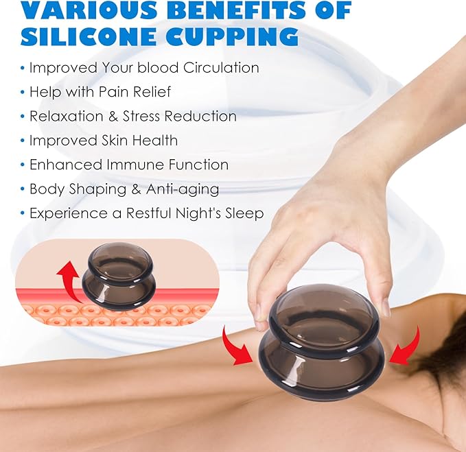 15Pcs Cupping Therapy Set-Professional Silicone Cupping, Suitable for Facial Body Massage/Deep Myofascial Release/Pain Relief/Muscle Relaxation & More (Black,15pcs)