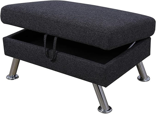 Ottoman Rectangular Storage Ottoman Bench, Flannel Footrest Stool Footstool with Lid for Living Room, Bedroom, Entryway, Dark Gray, 35"x24"x18"