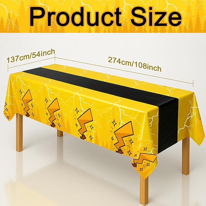 6-Pack Yellow Cartoon Plastic Birthday Tablecloths - 54x108in Rectangle Party Table Covers for Little Ones & Adults, Durable Birthday Party Decorations