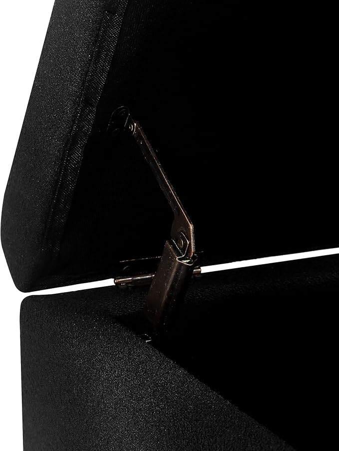 Joveco Storage Ottoman Bench, 51" Rectangle Long Bench, for Bedroom, End Foot of Bed, Living Room, Entryway, Line Black