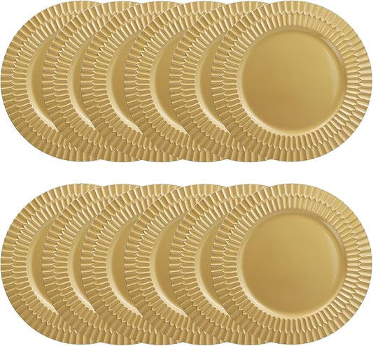 Gold Charger Plates Set of 12, 13" Plastic Chargers for Dinner Plates, SThanksgiving, Christmas Party Banquet Serveware Supplies