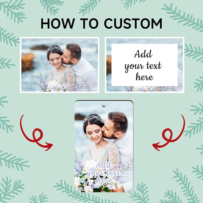 4 Pack Personalized Christmas Ornaments 2025 Wood Custom Photo Text Hanging Ornament for Christmas Tree Decorations, First Christmas Engaged/Married, New Home, Baby's First Christmas, Memorial