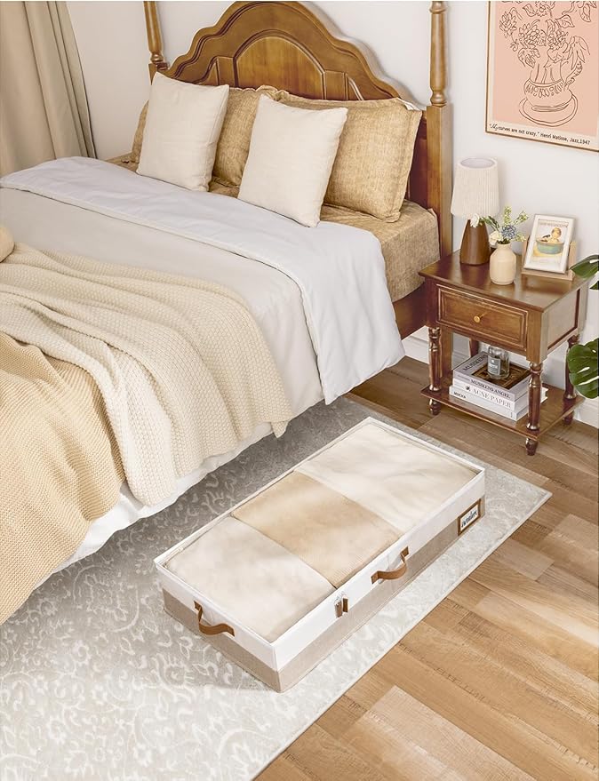 StorageWorks Large Under Bed Storage Containers with Handles and Label Holder, 2 Pack Ultra-thick Fabric Underbed Bins, Closet Organizer for Clothes, Blankets, Sweater