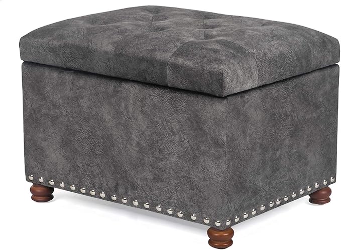 Joveco 24" Rectangular Ottoman with Storage for Living Room, Upholstered Storage Bench Foot Stool and Seat with Lift Off Lid, Coffee Table Footrest for Bedroom