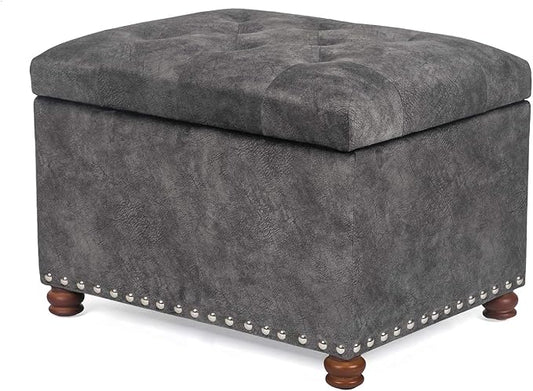Joveco 24" Rectangular Ottoman with Storage for Living Room, Upholstered Storage Bench Foot Stool and Seat with Lift Off Lid, Coffee Table Footrest for Bedroom
