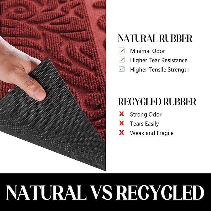 Yimobra Welcome Mat Outdoor, 36x24 Waterproof Large Door Mat Outside Entrance, All-Weather Non Slip Front Door Mat, Low-Profile Entryway Mat Indoor, Porch and Patio, Wine Red
