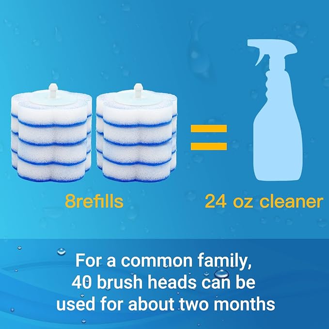 Disposable Toilet Brush Holder Set Toilet Wand (Pack of 2) Toilet Cleaner Scrubber with 24 Refills
