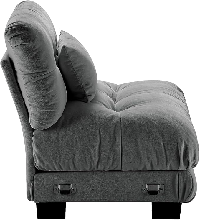 Armless Sofa W/1 Pillow - Gray