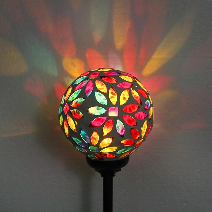 Afirst Solar Lights Outdoor Decorative - Solar Mosaic Garden Stakes Flower Decorative Lights Waterproof for Pathway Yard Lawn Decoration Multi