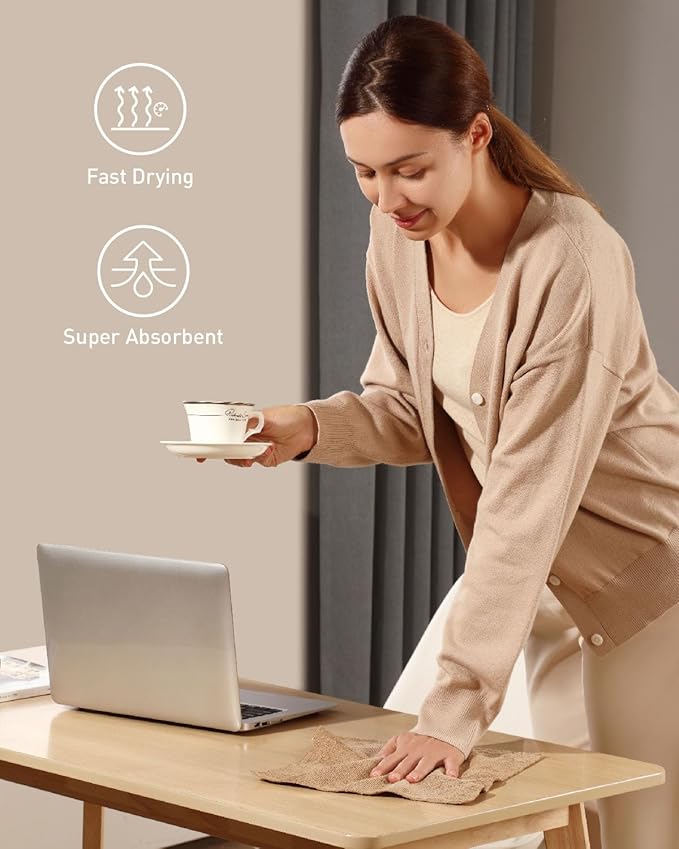 Fantasticlean Microfiber Cleaning Cloth Roll -90 Pack, Tear Away Microfiber Towels, 12" x 12", Reusable, Washable, Scratch Free, Ultra Absorbent Dish Rags for Car, Home, Garage or Shop (Tan)