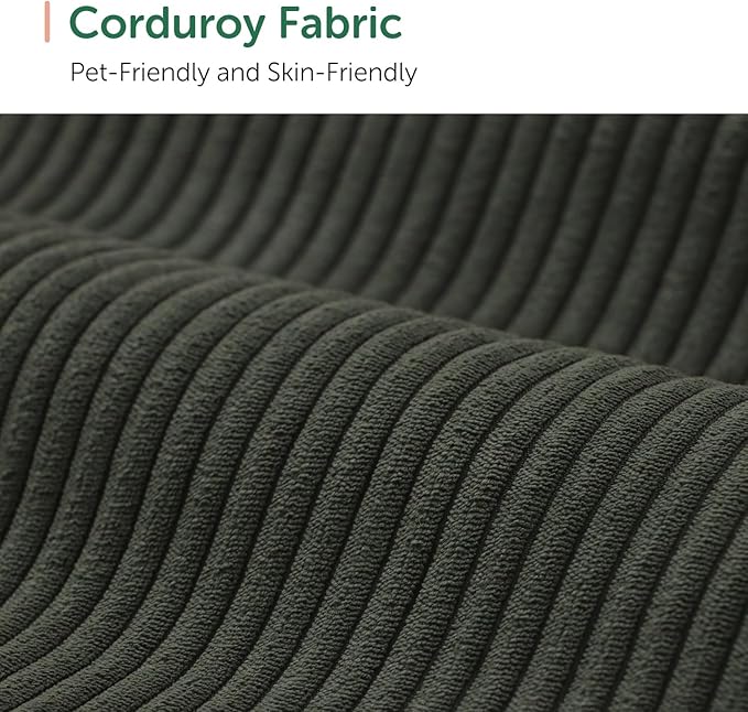 HONBAY Corduroy Sectional Couch with Storage U Shaped Sectional Sofa Modular Sectional Couches for Living Room, Green