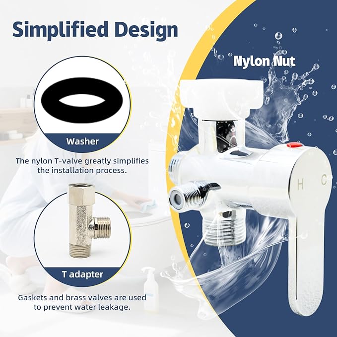 Handheld Bidet Sprayer for Toilet - Bidets for Existing Toilets Adjustable Water Pressure with Bidet Hose for Feminine Wash, Stainless Steel Muslim Shower Jet Spray for Toilet (Warm and Cold)