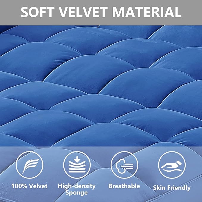 3 in 1 Convertible Sleeper Sofa Bed,Futon Loveseat Couch with Pull-Out Bed & Adjustable Backrest,Velvet Fabric Sofa with Side Pocket for Small Apartment, Living Room, Office (Blue)