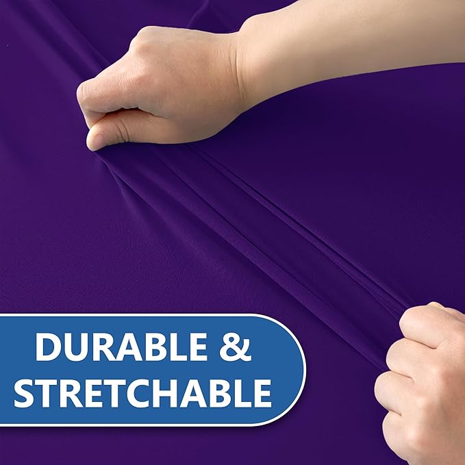 Spandex Table Cover for 6 Foot Rectangle Tables-6 Pack Dark Purple Outdoor Picnic Elastic Table Cover-Spandex Stretch Folding Table Cloths for Camping Dining Room Patio Kitchen Banquet Party