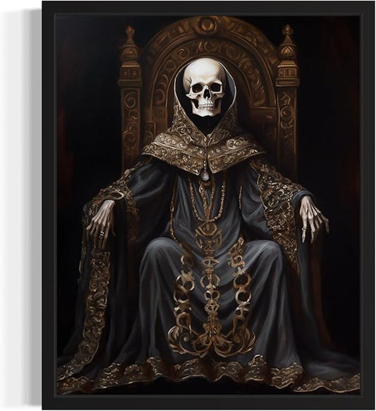 Skull King Poster Art Print, Halloween Scary Vintage Wall Art Academia Spooky Painting Decoration for Horror Prints, Gothic Posters Bedroom Decor 89 (Skull King 1, 11 x 14 inches, Unframed)