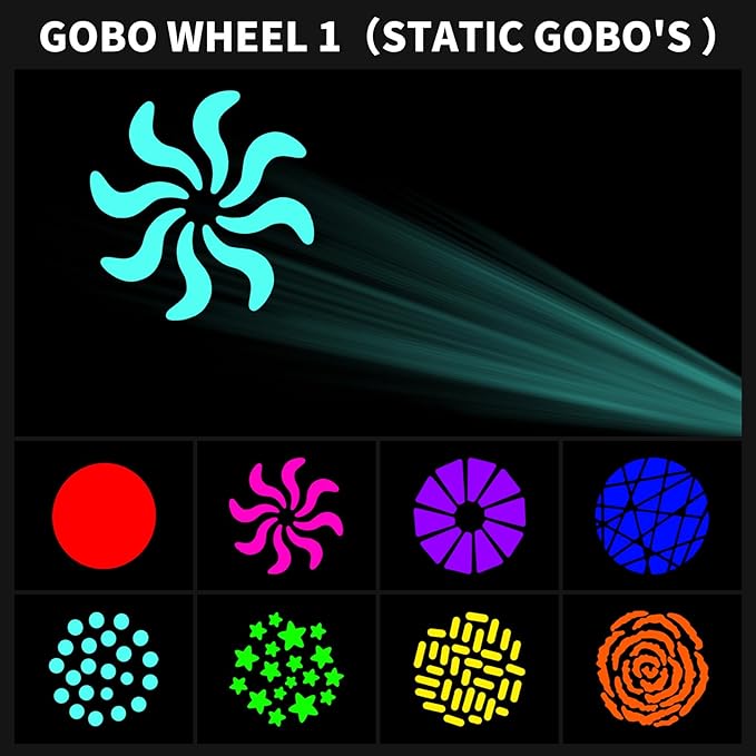 DJCLUB Moving Head Lights LED 100W Spot Effect with 6 Rotating & 7 Gobos 8 Colors Projector 5-Facet Prism by DMX512 Control Stage Lights for Disco Bar Wedding Party (LED 150W Moving Head)