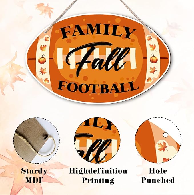 Autumn Wooden Signs, Rustic Thanksgiving Decoration, Home Interior And Exterior Decor, Autumn Harvest Thanksgiving Home Decor (Football), Housewarming Gift