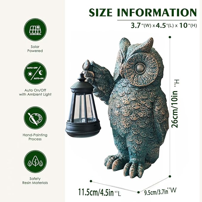 Garden Statues Outdoor, owl Figurines Decorated with Solar Lights, Unique Christmas Birthday Gifts for Moms, Grandmas, Women, Wives, Sisters