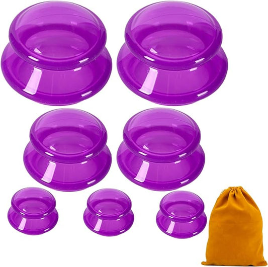 7Pcs Cupping Therapy Set-Professional Silicone Cupping, Suitable for Facial Body Massage/Deep Myofascial Release/Pain Relief/Muscle Relaxation & More (Purple,7pcs)